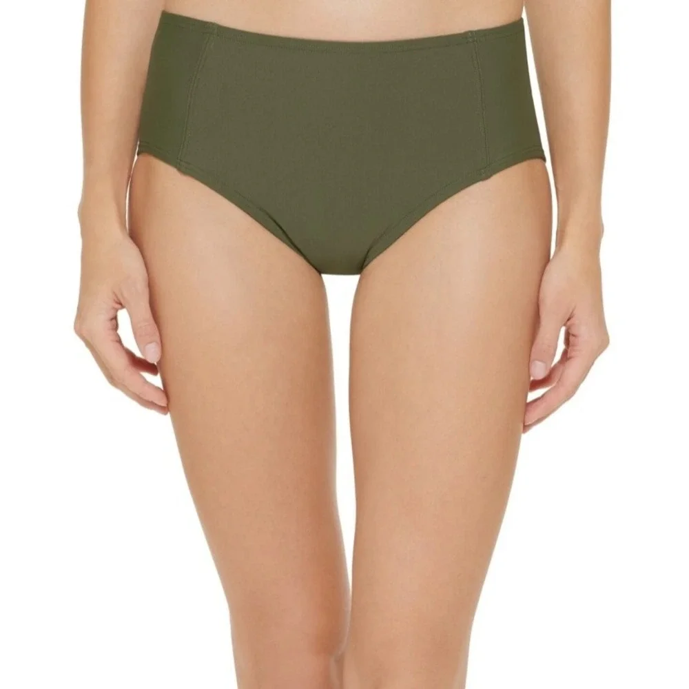 DKNY Women's 2XL Seamed Hips High-Waist Swim bottoms Moss Green NWT MSRP $58